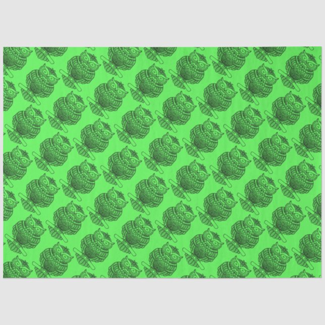Búho (verde neón) - Papel de seda (Anverso)