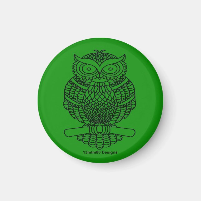 Búho (verde oscuro) - Imán (Frente)