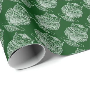 Búho (verde oscuro) - Papel de regalo