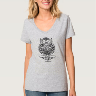 Búho (vívido) - camiseta V para mujer
