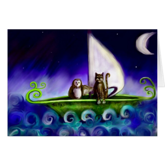 búho y la tarjeta de la poesía infantil del minino (Anverso (Horizontal))