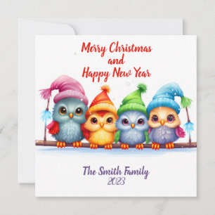 Búhos Arcoíris Personalizados Feliz Navidad