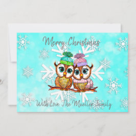 Búhos de Navidad Cute y Caprichosos en Acuarela