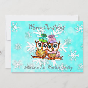 Búhos de Navidad Cute y Caprichosos en Acuarela