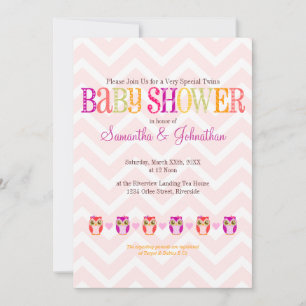 Búhos del bebé - invitación gemela de Baby Shower