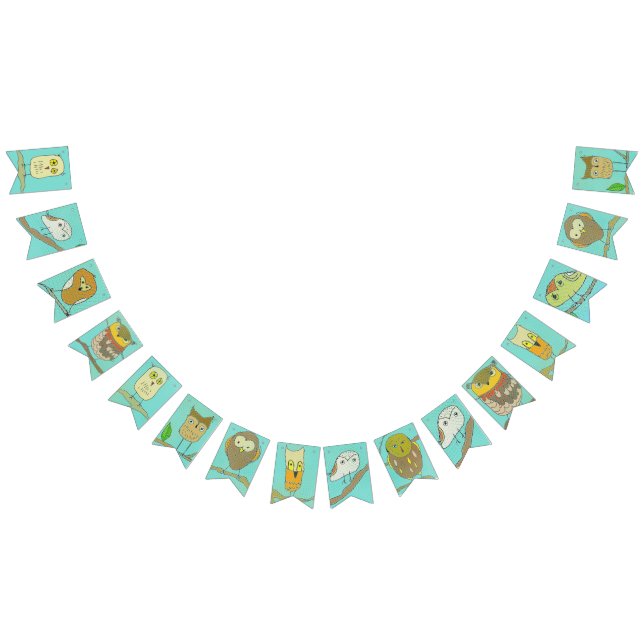 Búhos en bandera del fiesta del bosque (Todo)