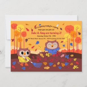 Búhos en Invitación de Otoño