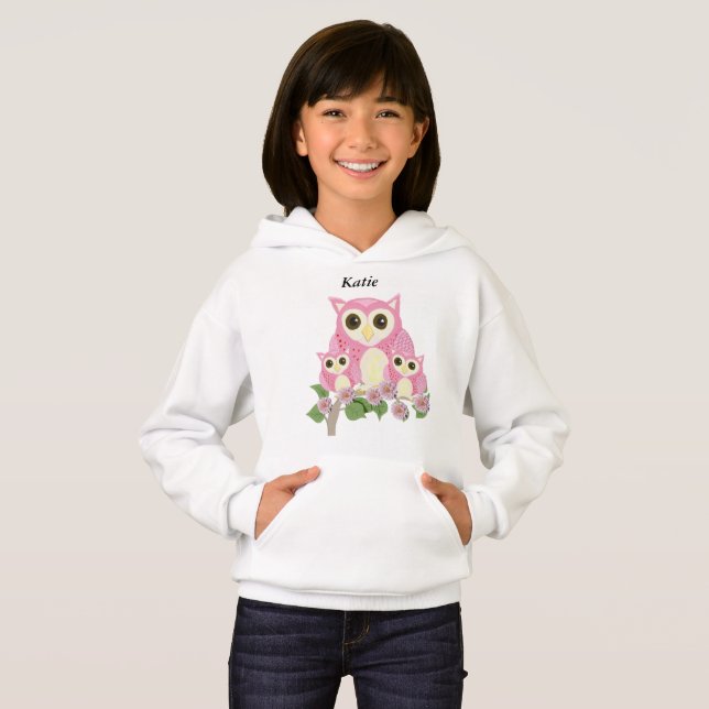 Búhos rosados editables para niñas (Anverso completo)