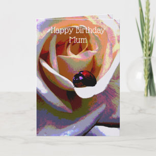 Bujía De Ladybug Pintada En Un Rosa, Tarjeta De Cu