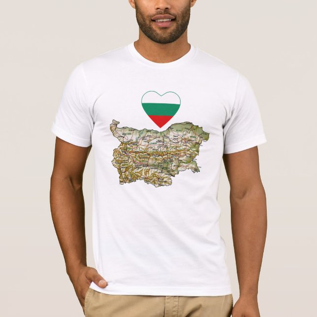 Bulgaria Bandera Corazón y Mapa camiseta (Anverso)