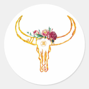 Bull Skull Gold, Pegatina de Rosas