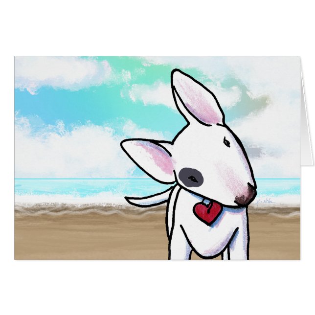 Bull Terrier Beachy Cute Note Card (Anverso (Horizontal))