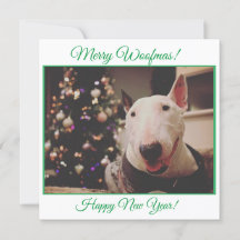 Bull Terrier Tarjeta sonriente de árbol de Navidad