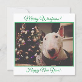 Bull Terrier Tarjeta sonriente de árbol de Navidad