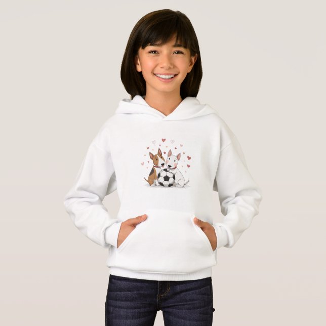 Bull Terriers with Soccer Ball for Valentine's Day (Anverso completo)