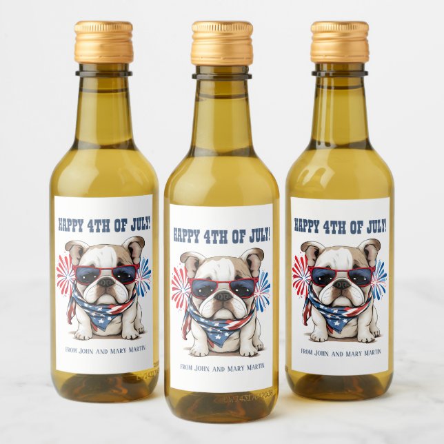 Bulldog 4 de Julio Día de la Independencia Rojo Bl (Botellas)
