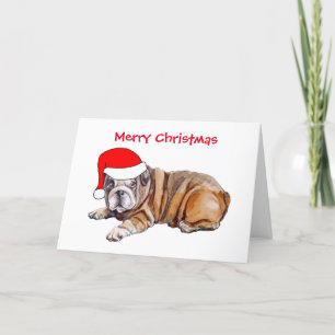 Bulldog Adorable Sombrero de Santa Navidad