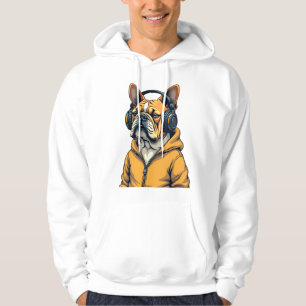 Bulldog Antiguo con Auriculares que Lleva Sudadera