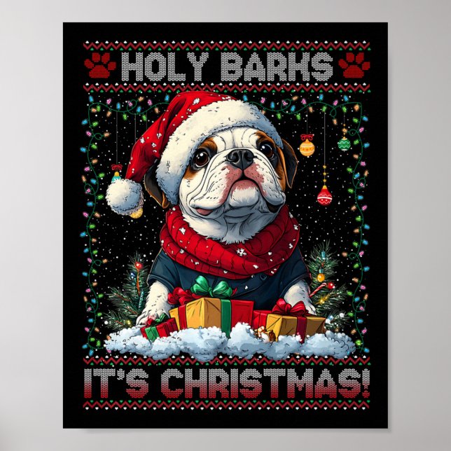 Bulldog Árbol de Navidad Luces Decoraciones Perro  (Frente)