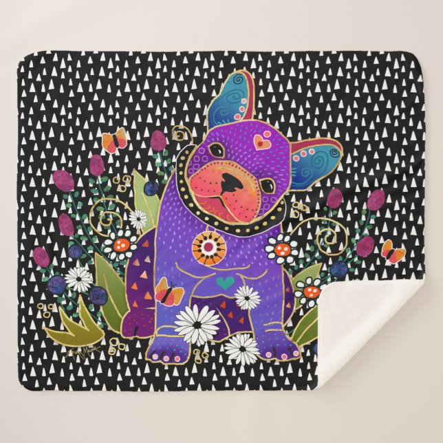 BULLDOG BINDI FRANCÉS manta sherpa 3 tamaños (Anverso (horizontal))