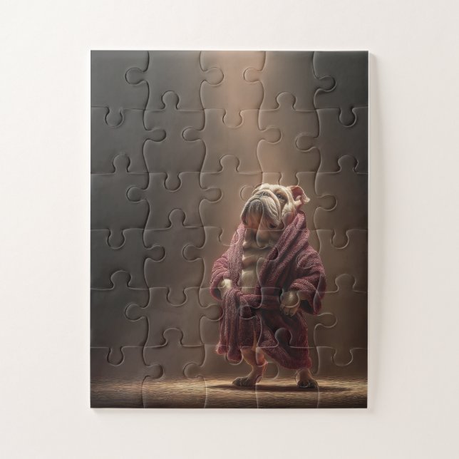 Bulldog Boxer en el rompecabezas de Robe Jigsaw (Vertical)