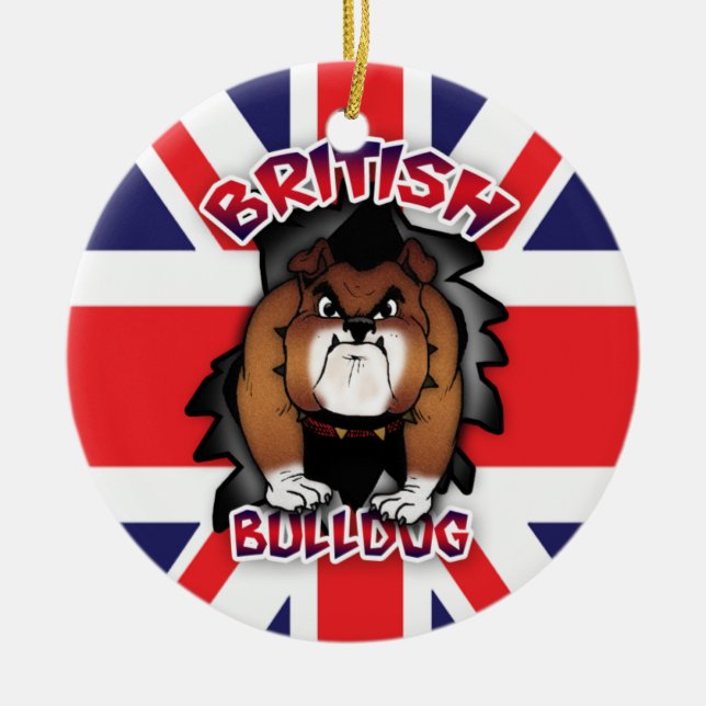 Bulldog británico - Union Jack - ornamento (Frente)