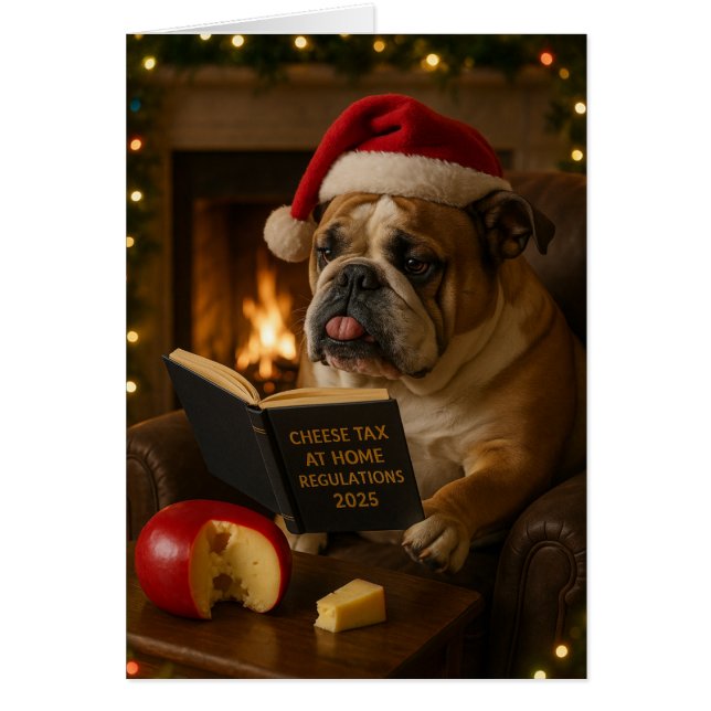 Bulldog 'Cheese Tax' Christmas card (Frente)