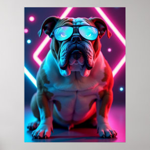 Bulldog con gafas futuristas - Arte pop divertido