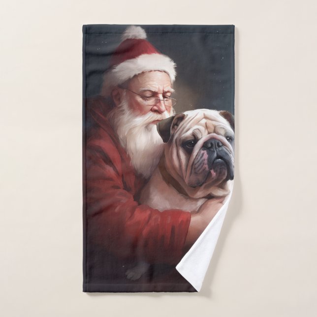 Bulldog Con Navidades Festividades De Santa Claus (Toalla de mano)