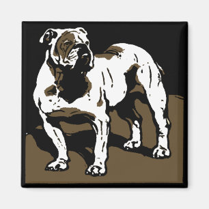 Bulldog de imanes de animales de la granja Woodcut