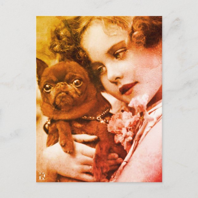 Bulldog de postales vintage My BFF (Anverso)