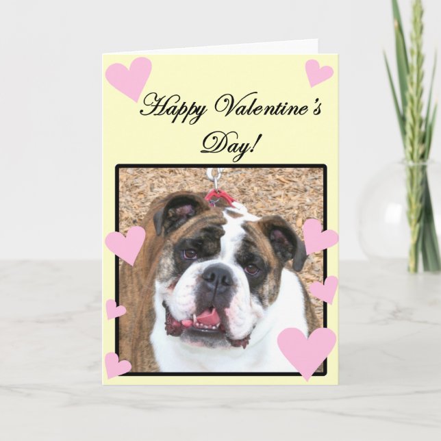 Bulldog Feliz Día de San Valentín tarjeta de felic (Anverso)