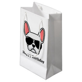 Bulldog francés blanco lindo cara pequeña bolsa de