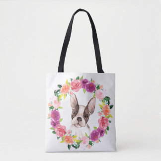 Bulldog francés, bolsa de coraje floral