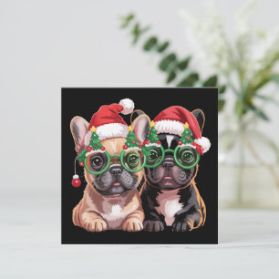 Bulldog Francés con Gafas de árbol de Navidad 