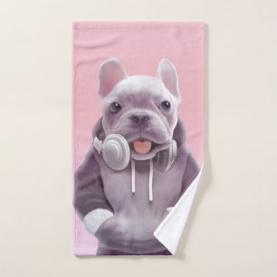 Bulldog francés con Ilustracion de audífonos