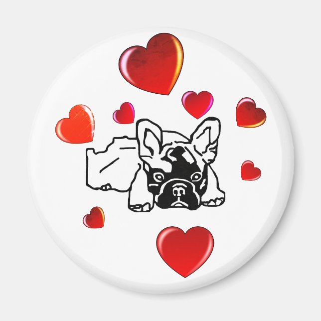 Bulldog francés con imán de corazón (Frente)