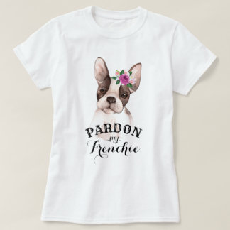 Bulldog francés con la camiseta de las flores