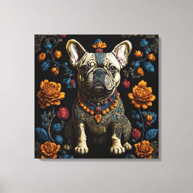 Bulldog francés de arte folclórico de México (Anverso)