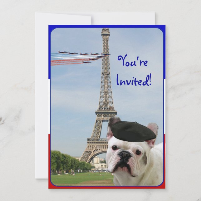 Bulldog francés de la invitación del fiesta del (Anverso)