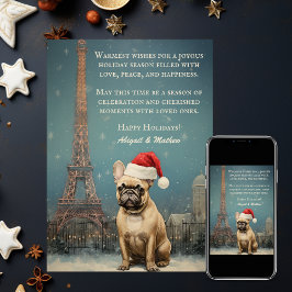 Bulldog francés de la Torre Eiffel de Navidad Vint