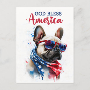 Bulldog Francés, Dios Bendiga a América Tarjeta Po