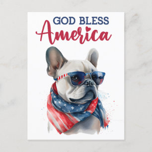 Bulldog Francés, Dios Bendiga a América Tarjeta Po