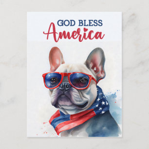 Bulldog Francés, Dios Bendiga a América Tarjeta Po