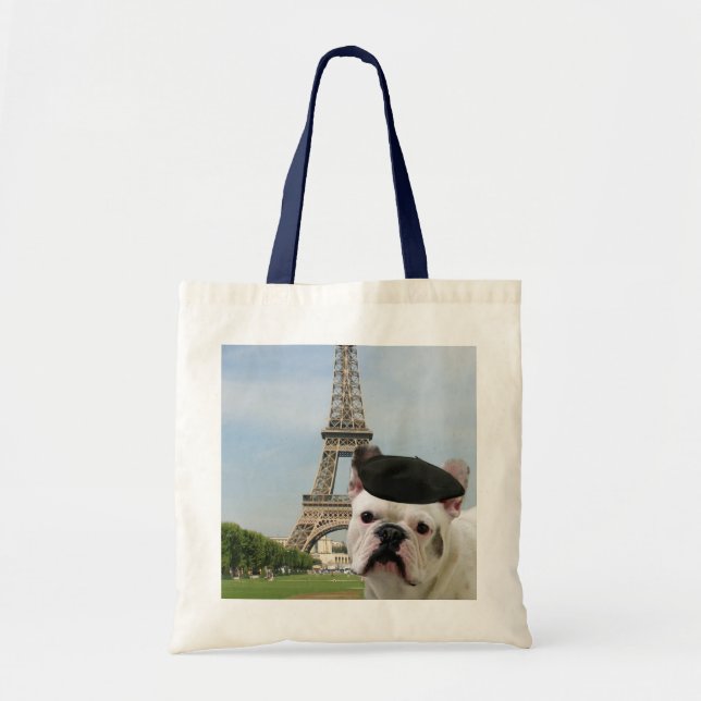 Bulldog francés en la bolsa de asas de París (Frente)