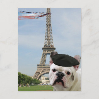 Bulldog francés en postal de París