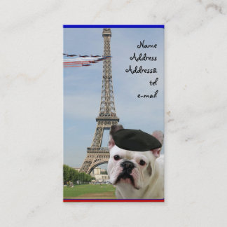 Bulldog francés en tarjeta de visita de París