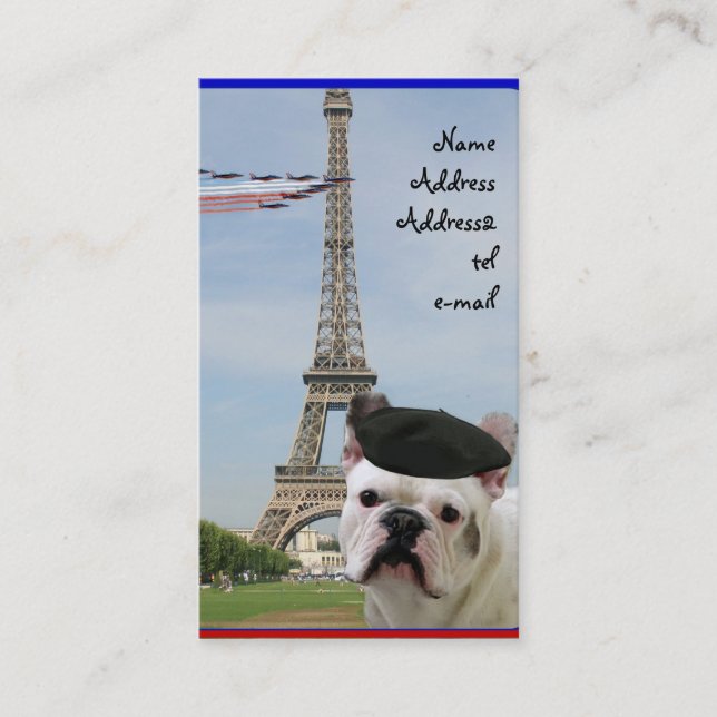 Bulldog francés en tarjeta de visita de París (Anverso)