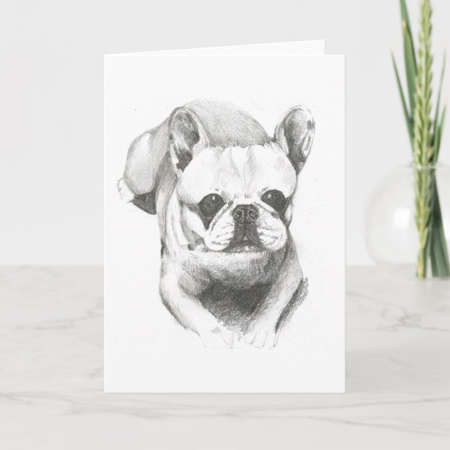 Bulldog francés en tarjeta en blanco (Anverso)