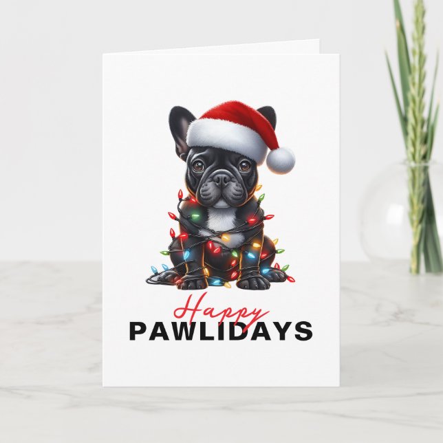 Bulldog Francés Enredado en Luces de Navidad Perso (Anverso)